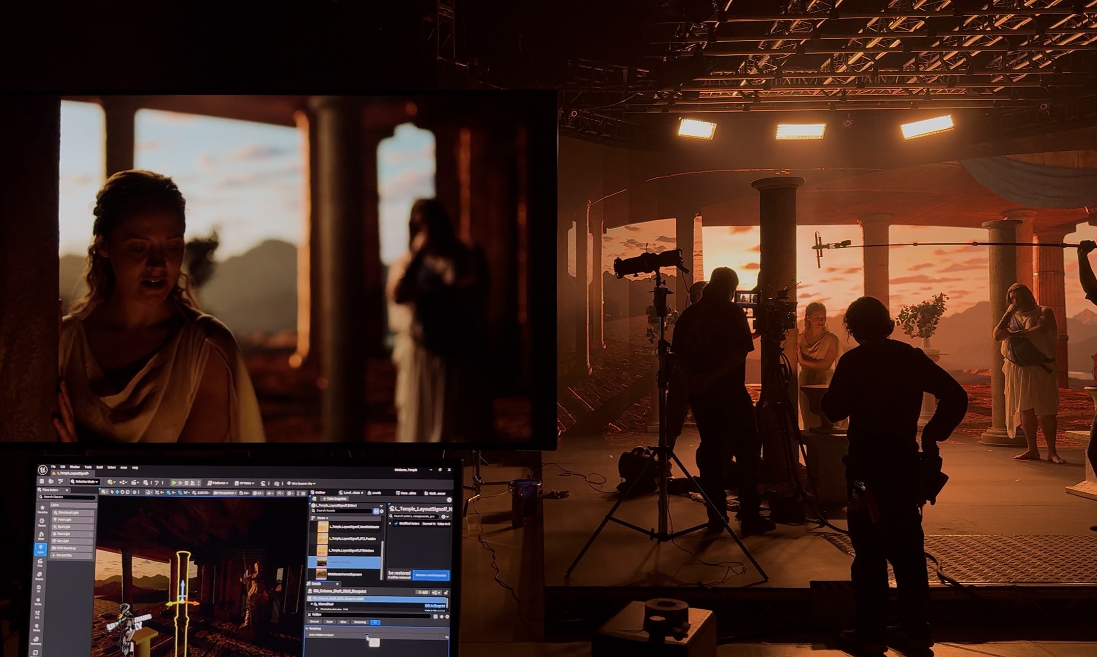 Virtual production on set